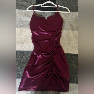 City Studio Deep Purple Satin Mini Dress
